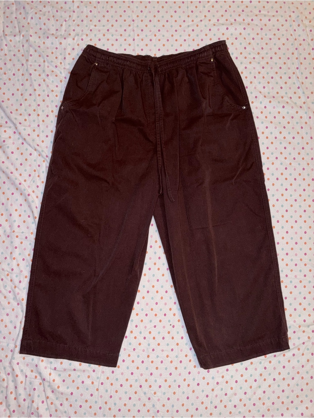 Studio Works Brown Pull-On Capri Pants Elastic Waist Size 18